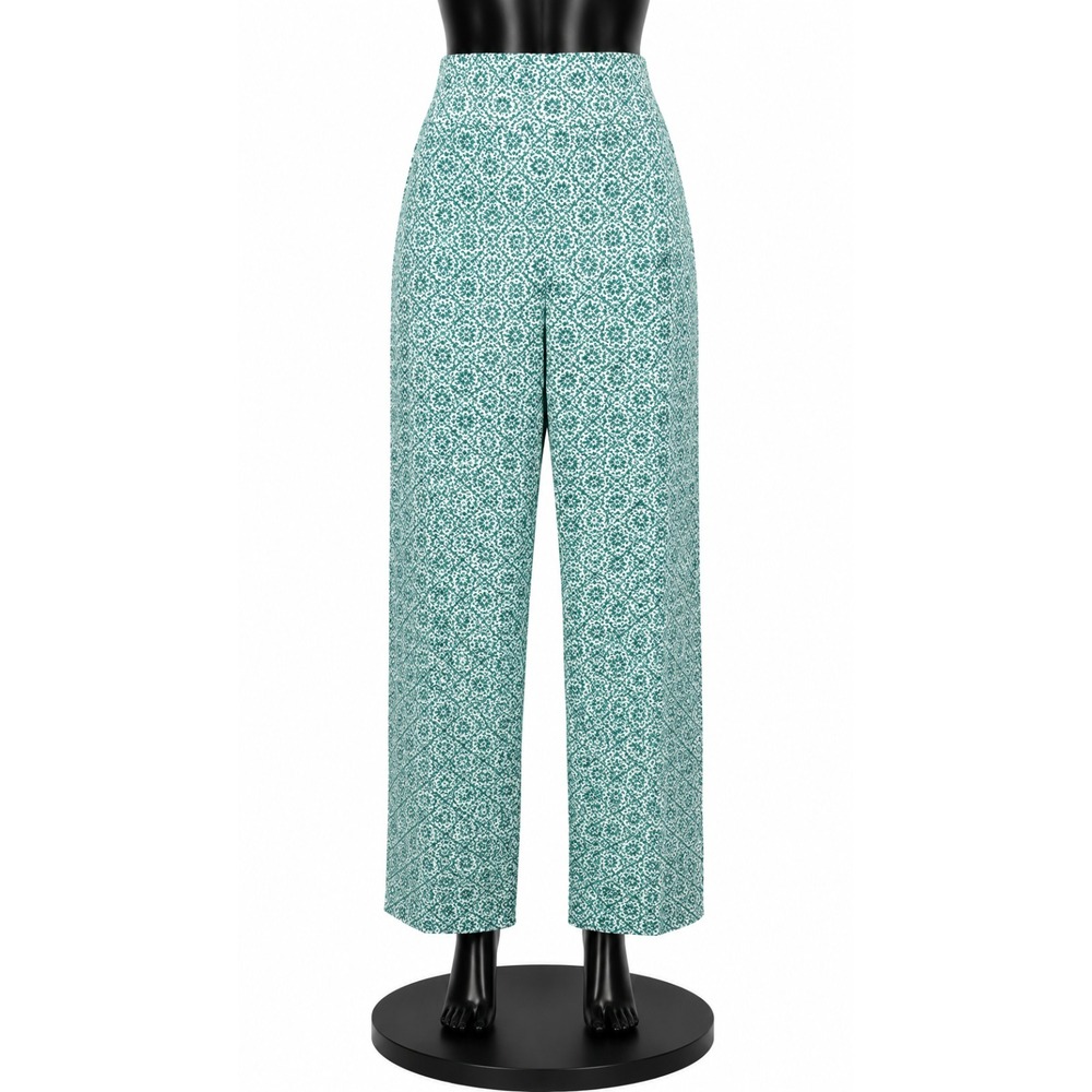 Chico's So Slimming Women's Brigitte Slim Leg Pants Size 2.5R Green Medallion
